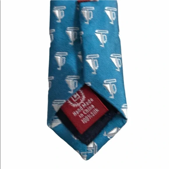 NWT CHAPS Tie Silk Handmade Sail Boat Sky Blue - Picture 4 of 5